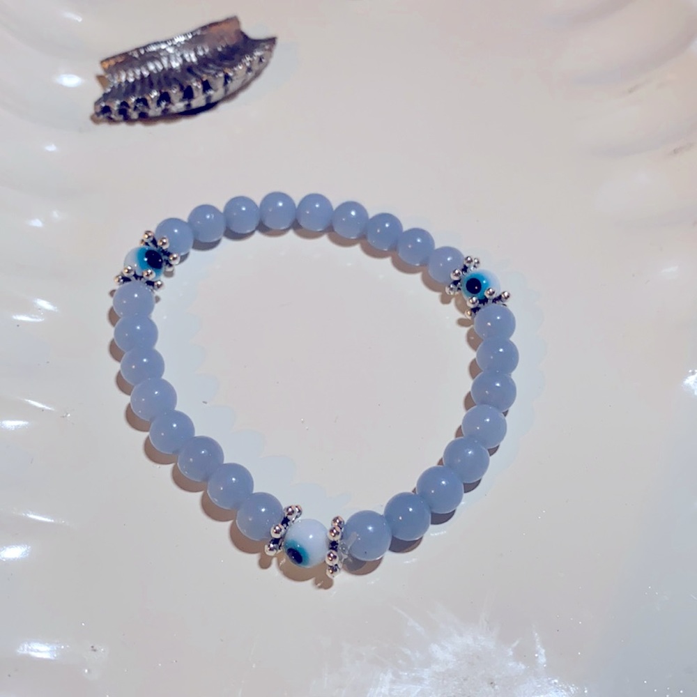 Angelite Evil Eye bracelet AAA